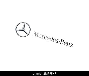 Mercedes Benz Distribution Indonesien, gedrehtes Logo, weißer Hintergrund B Stockfoto