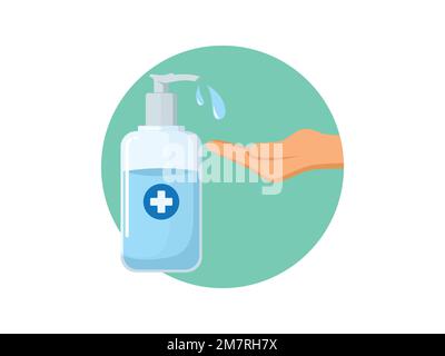 Handdesinfektionsmittel Healthcare Equipment Vector Illustration flache Bauweise. Stock Vektor