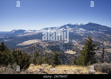 Die San Francisco Peaks, einschließlich Elden Mountain Agassiz Peak und Mount Humphreys in Arizona vom OLeary Peak Stockfoto