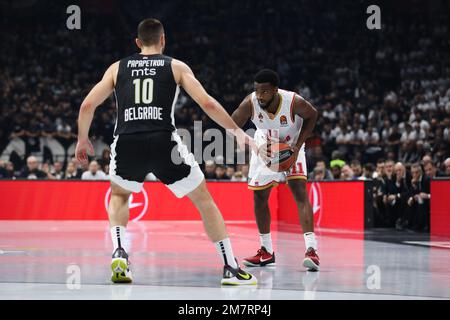 Belgrad, Serbien, 5. Januar 2023. Alpha Diallo von AS Monaco in Aktion während des EuroLeague-Spiels der Turkish Airlines 2022/2023 zwischen Partizan Mozzart Bet Belgrad und AS Monaco in der stark Arena in Belgrad, Serbien. 5. Januar 2023. Kredit: Nikola Krstic/Alamy Stockfoto