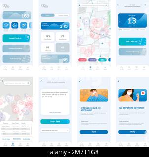 COVID-19 Tracking-Anwendung Vorlage Vektor mobilen Bildschirm Stock Vektor
