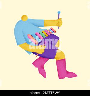Xylophonist Aufkleber Vektor bunte Musiker Illustration Stock Vektor