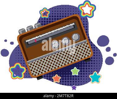 Eine klassische Transistor-Radio-Cartoon-Illustration Stock Vektor