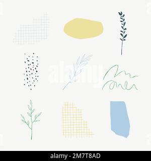 Ästhetische botanische Blätter Vektor Doodle Illustrationen Element set Stock Vektor