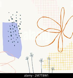 Beige florale Hintergrund Vektor mit abstrakten Doodle Formen Stock Vektor