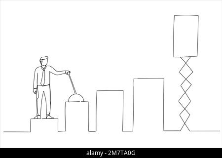 Zeichnung eines Steuerschalters für kluge Geschäftsleute, um eine Gewinnkurve zu verschieben oder zu steigern. Geschäftsdiagramm vergrößern, Umsatz steigern. Einzelne durchgehende Strichgrafiken Stock Vektor