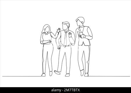 Cartoon von Geschäftsleuten, die sich beim Überqueren der Straße unterhalten. Strichgrafiken Stock Vektor
