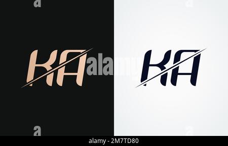 Ka Letter Logo Design Vector Template. Design Mit Goldenem Und Schwarzem Ka-Logo Stock Vektor