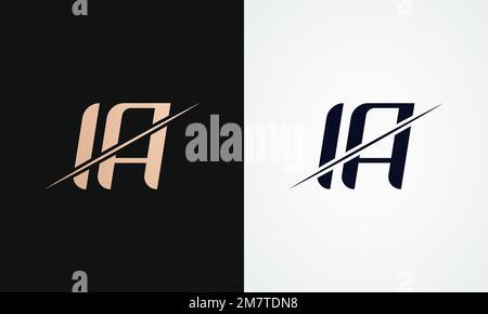Vektorvorlage Für Ia Letter-Logo-Design. Ia-Logo Mit Goldenem Und Schwarzem Buchstaben Stock Vektor