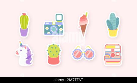 Niedliche Sticker Kollektion Vektor Stock Vektor