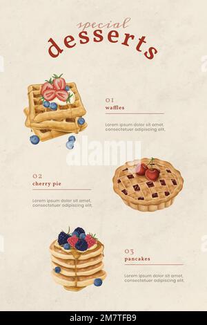Handgezeichnete Bäckerei Menü Diagramm Pinterest Vorlage Vektor Stock Vektor