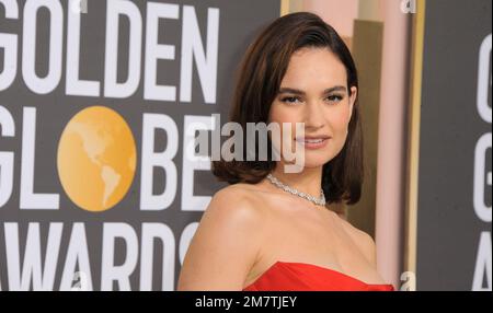 Beverly Hills, Kalifornien. 10. Januar 2023. Lily James bei Ankunft für 80. jährliche Golden Globe Awards - Ankunft, Beverly Hilton Hotel, Beverly Hills, CA 10. Januar 2023. Kredit: Elizabeth Goodenough/Everett Collection/Alamy Live News Stockfoto