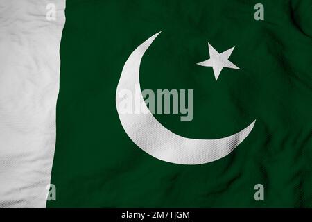Nahaufnahme einer winkenden Flagge Pakistans im 3D-Rendering. Stockfoto