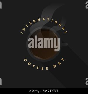 Vorlage für den International Coffee Day mit schwarzem Hintergrund Stock Vektor