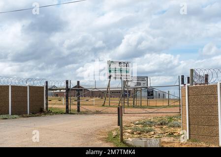 Bredasdorp, Südafrika - 23. September 2022: Eintritt zum Bredasdorp Park Agriculture Exhibition Centre in Bredasdorp in der Provinz Westkap Stockfoto