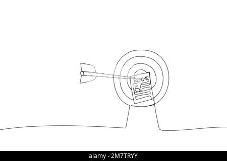 Drawing of Human Resources Finden Sie das perfekte weibliche Talent für ein Vorstellungsgespräch. Metapher für das Einstellungsziel, Auswahl des besten Kandidaten. Einzelne durchgehende Linie A Stock Vektor