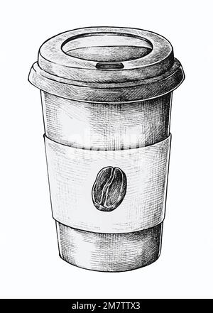 Handgezeichnete Tasse Kaffee zum Übernehmen Stock Vektor