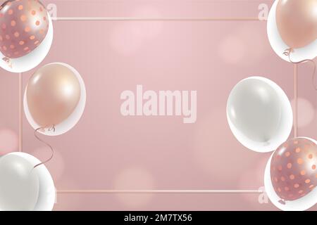 Festliche rosa neue Jahr Vektor Rahmen Feier Ballons Bokeh Hintergrund Stock Vektor