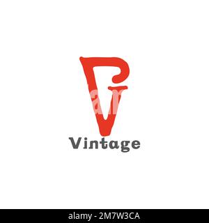 Vektor des Logos für die einfache verknüpfte Schriftart RV Vintage Stock Vektor