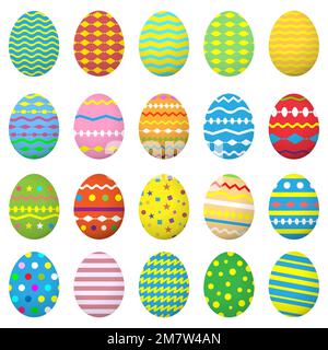 Ostereier-Ikonen-Set. Eier sammeln. Isoliert auf weißem Hintergrund. Vektordarstellung. Stock Vektor