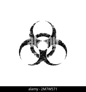 Symbol für biologische Gefahrenstoffe im Grunge-Stil, isoliert auf weißem Hintergrund. Vektordarstellung. Eps 10. Stock Vektor