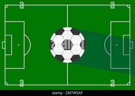 Realistisch, Fußballfeld und Fußball. Isoliert im Hintergrund. Vektordarstellung. Eps 10. Stock Vektor