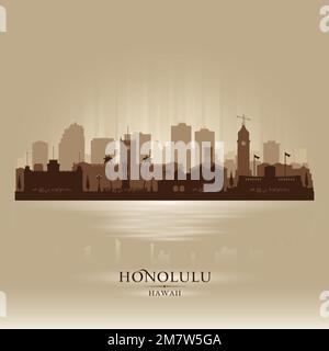 Darstellung der Vektorsilhouette der Skyline von Honolulu Hawaii Stock Vektor