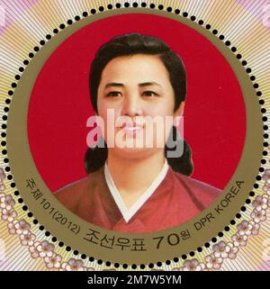 2012 Nordkorea-Stempel. Kim Jong Suk zum 95. Geburtstag 1917-1949 Stockfoto