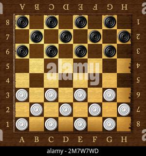 Dame. Schachbrett. Checker-Spiel. Vektordarstellung. Eps 10. Stock Vektor