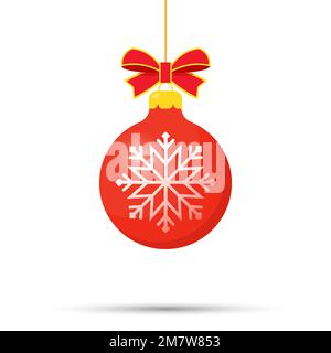 Weihnachtsball mit Schneeflockensymbol isoliert im Hintergrund. Vektordarstellung. Eps 10. Stock Vektor