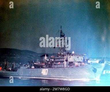 Ein Lufthafen-Bugblick eines nuklearbetriebenen U-Boots der Delta III-Klasse. Land: Unbekannt Stockfoto