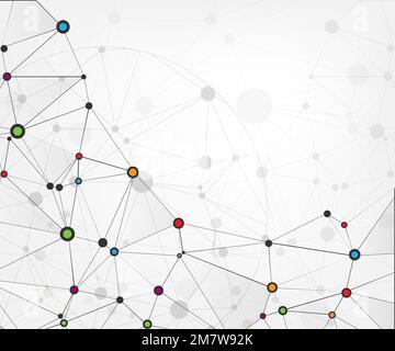 Globale Netzwerkverbindungen mit Punkten und Linien. Abstrakter Technologiehintergrund. Molekularstruktur mit verbundenen Punkten. Vektordarstellung. Eps Stock Vektor