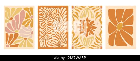 Einfache moderne handgezeichnete Vektorkunst mit abstrakten Elementen im Hintergrund. Boho-Design perfekt für Wanddekorationen, Poster, Karten, Zimmerdekorationen Stock Vektor