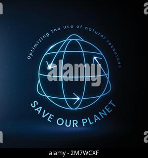 Globaler Umwelt-Logo-Vektor mit Save our Planet Text Stock Vektor
