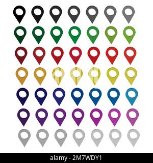 Gruppe von Kartenzeigern, isoliert auf weißem Hintergrund. Vektordarstellung. Stock Vektor