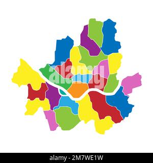 Farbenfrohe Verwaltungs- und politische Karte von Seoul. Vektordarstellung. Eps 10. Stock Vektor