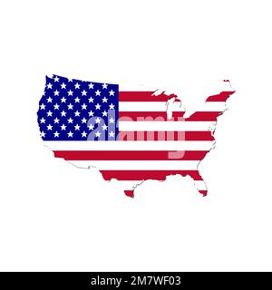Karte der Vereinigten Staaten von Amerika mit Flagge. Vektordarstellung. Stock Vektor