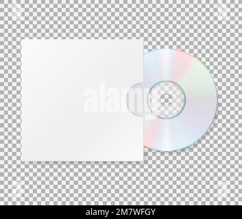 Realistische cd mit Hülle. Nahaufnahme einer cd/dvd. Leere CD/DVD mit isolierter Cover-Mock-Up-Vorlage auf transparentem Hintergrund. Vektor-Illustration Stock Vektor
