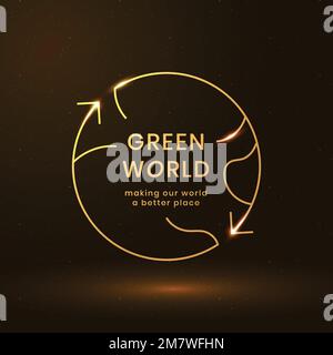 Globaler Umwelt-Logo-Vektor mit grünem Welttext Stock Vektor