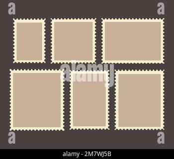 Leere Rahmen für Poststempel, die im Hintergrund isoliert sind. Vektordarstellung. Eps 10. Stock Vektor