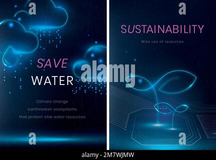 Vektorset für umwelttechnische Poster Stock Vektor