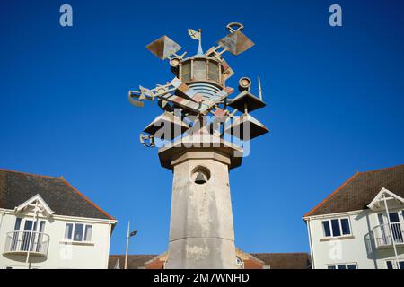 Leuchtturm-Skulptur, Marine gehen, Swansea, von Robert Conybear Stockfoto