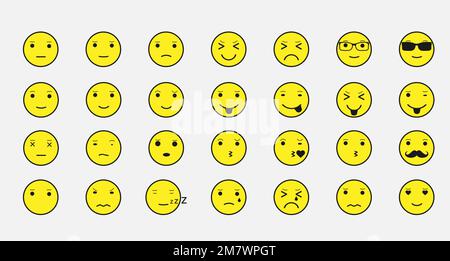Smiley-Gesichter-Symbole. Gruppe von Emoticons. Emoji-Gruppe isoliert auf weißem Hintergrund. Vektordarstellung. Eps 10. Stock Vektor