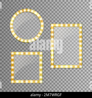 Goldener Spiegel auf transparentem Hintergrund isoliert. Vektordarstellung. Eps 10 Stock Vektor