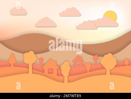 Herbstlandschaft für Papierkunst. Vektordarstellung. Eps 10. Stock Vektor