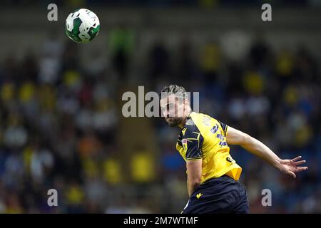 Aktenfoto von 23-08-2022 von Oxford United's Ciaron Brown. Die Fußballvereinigung wird am Montagabend in Oxford eine Untersuchung zu verdächtigen Wettmustern rund um den FA-Cup-Sieg von Arsenal einleiten, wie die Nachrichtenagentur der PA versteht. Die Wettmuster konzentrieren sich auf die Buchung des Oxford-Verteidigers Ciaron Brown, laut der Daily Mail. Ausgabedatum: Mittwoch, 11. Januar 2023. Stockfoto