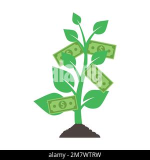 Logo Geldbaum isoliert auf weißem Hintergrund. Vektordarstellung. Eps 10. Stock Vektor