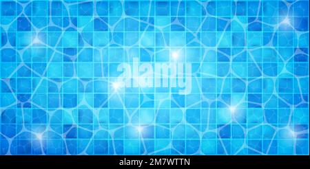 Wasserwelle im Swimmingpool mit Lichtreflexion. Swimmingpool mit Blick auf den Hintergrund. Vektordarstellung. Eps 10. Stock Vektor