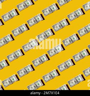 Zerknitterte US-Dollar-Banknoten. Nahtlos wiederkehrendes Muster. Stockfoto