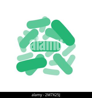 Grünes Symbol für probiotische Bakterien, Logo isoliert auf weißem Hintergrund. Vektordarstellung. Eps 10. Stock Vektor